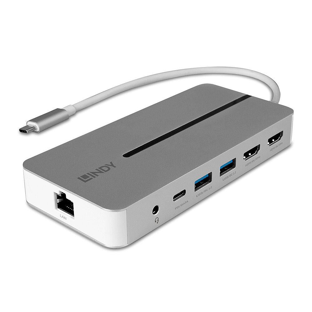Lindy DST-Mx Duo Mini Docking Station USB Type-C, Dual display (4k), 100W Pass-through charging, rezolutie single display 4k@60, rezolutie dual display 4k@60 + 4k@30, 2x USB Type A, 1x USB-C (PD & Data), 2x HDMI, 1x RJ45, 2x Card reader (microSD & SD), 1x
