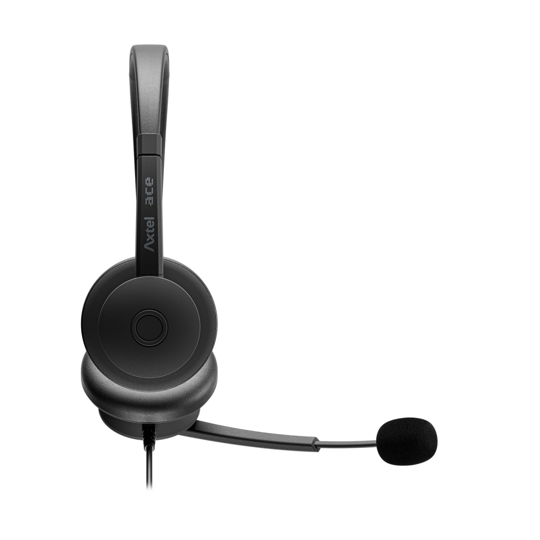 HEADSET AXTEL ACE STEREO, Corded, Conectivity USB-A / with STEREO HD . Speakert Size has 40 mm / Passive noise reduction : STRONG
