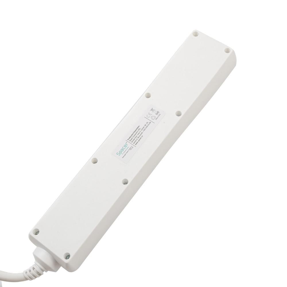 PRELUNGITOR SPACER, Schuko x 5, conectare prin Schuko (T), cablu 3 m, 16 A, max. 3500W, protectie supratensiune, protectie copii, alb