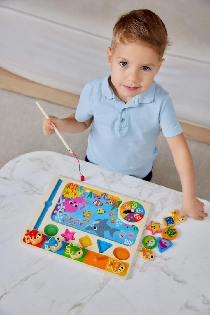 Kids Hits PLACA DE SORTARE MERGEM LA PESCUIT, LEMN