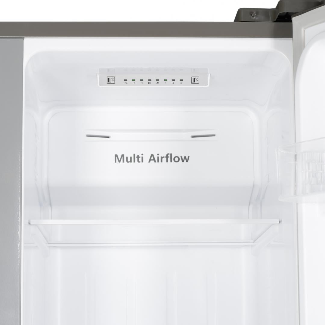 Side by Side HEINNER HSBS-441NFXF+, No Frost, 441 L, Clasa F, Aspect inox