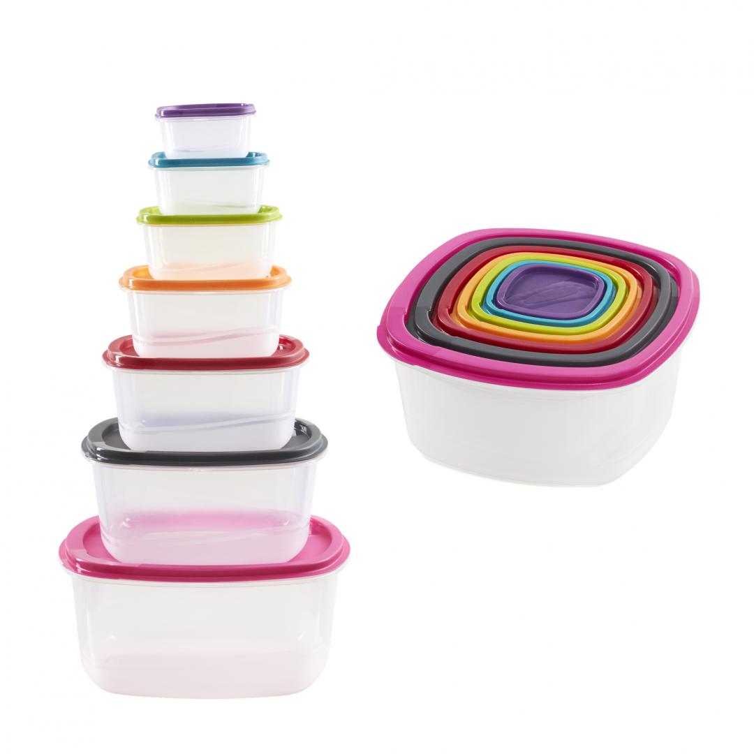 Set 7 Caserole Patrate cu Capace,plastic (set 7 Caserole Patrate cu Capace)