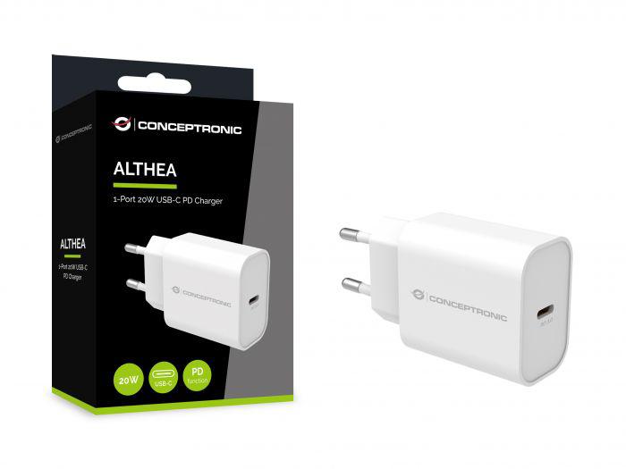 Conceptronic USB Charger ALTHEA07W (conceptronic ALTHEA07W 1-Port 20W USB-C PD Charger)