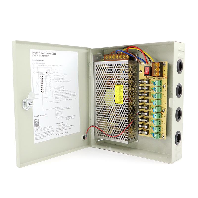 Sursa de Alimentare 10a 9 Iesiri Metal (Sursa de alimentare 10a cu 9 iesiri protejate LN-IPS12V10A-9; alimentare 12v;...)