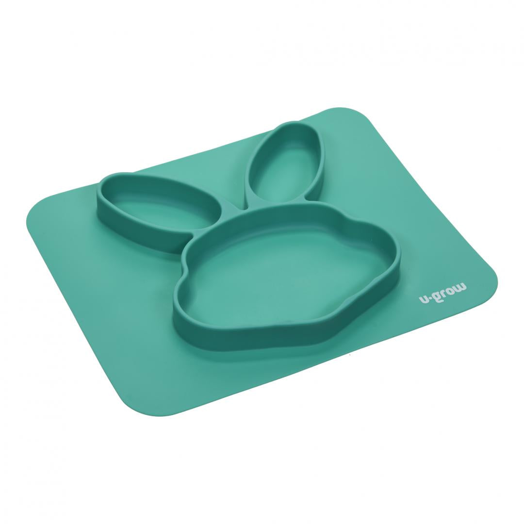Farfurie compart, silicon,iepuras,U-Grow (Farfurie din silicon)