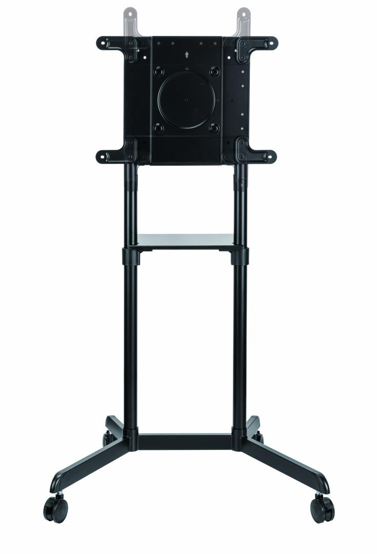 Stand TV mobil Serioux TV11-46TW, parti metalice: Cadru principal vertical, Brațele de prindere VESA, Placa de montaj TV, baza, fixarea se face cu ajutorul accesoriile incluse; dimensiuni: 920x702x1595mm, compatibilitate  dimensiune ecran: 37"-70", compat