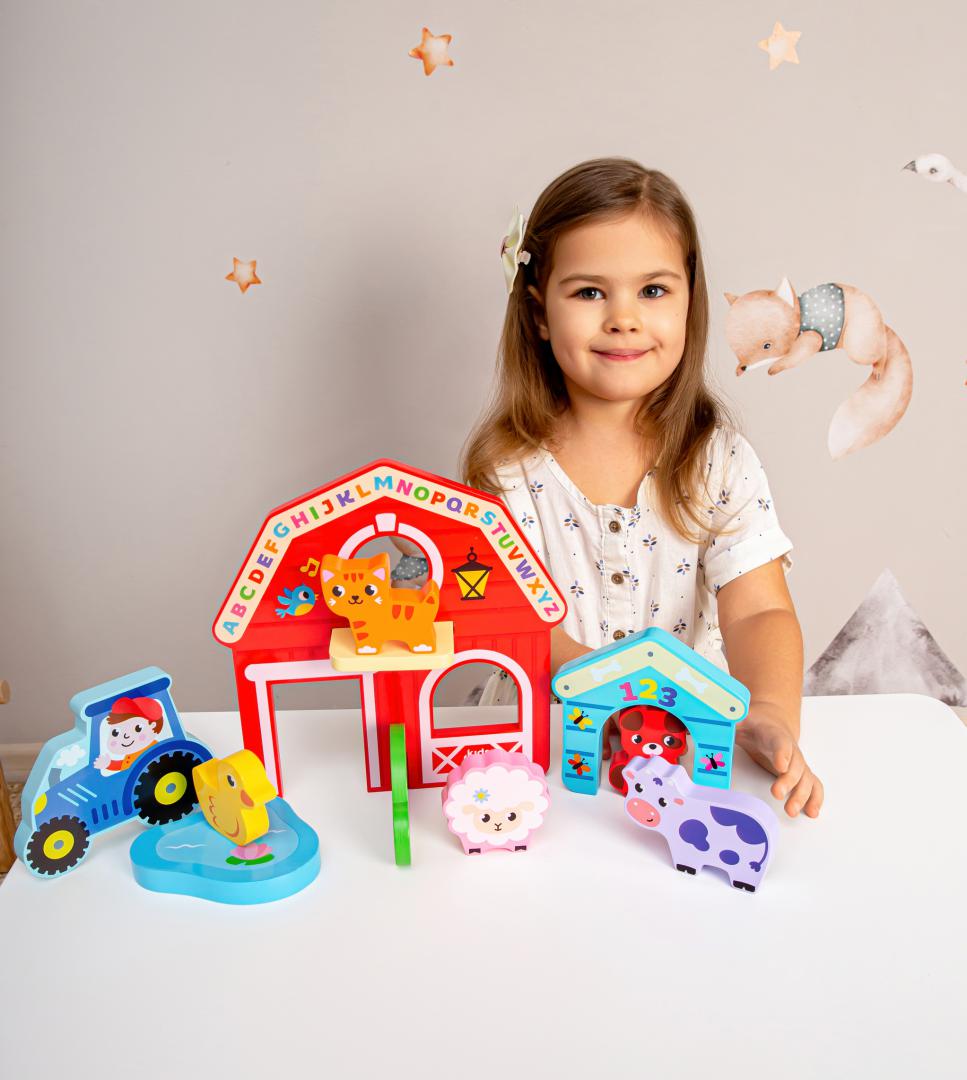 Kids Hits SET ANIMALE LA  FERMA, JUCARIE LEMN