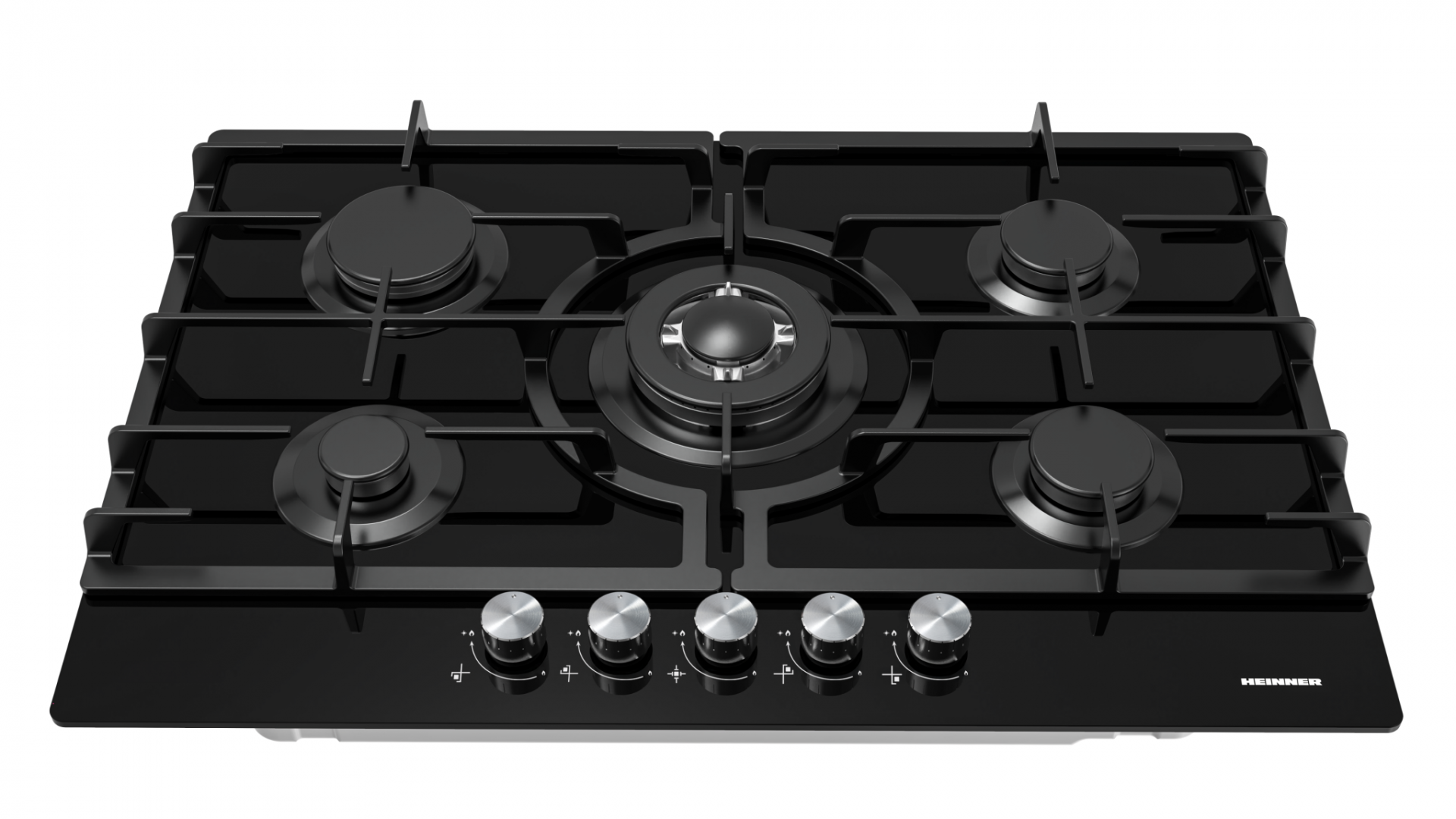 RESIGILAT | PLITA INCORPORABILA HEINNER HBH-M705IWFGBK, GAZ, 5 ARZATOARE, WOK, GRATAR FONTA, CONTROL FRONTAL, ARINDERE ELECTRICA, DISPOZITIV DE SIGURANTA, DUZE GPL INCLUSE, DIMENZIUNI (LXA): 75X51 CM, CULOARE: STICLA NEAGRA - imagine 3 - RESIGILAT
