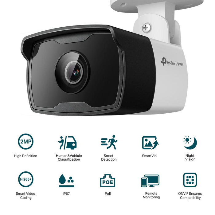 "TP-Link Camera IR de supraveghere Bullet pentru exterior VIGIC320I(4MM), Senzor imagine: CMOS 1/3"", Lentila 2.8mm, F2.2,Wea