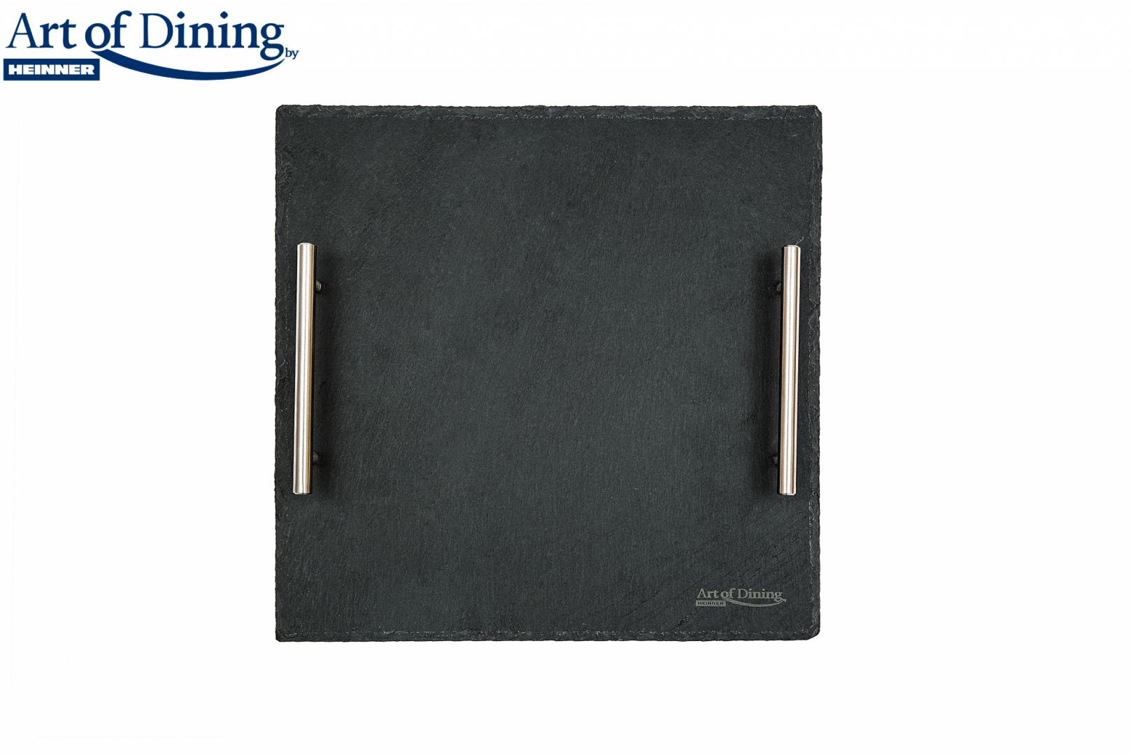 Platou Ardezie Patr. Manere Inox 30X30CM (platou Ardezie Patrat Manere Inox)
