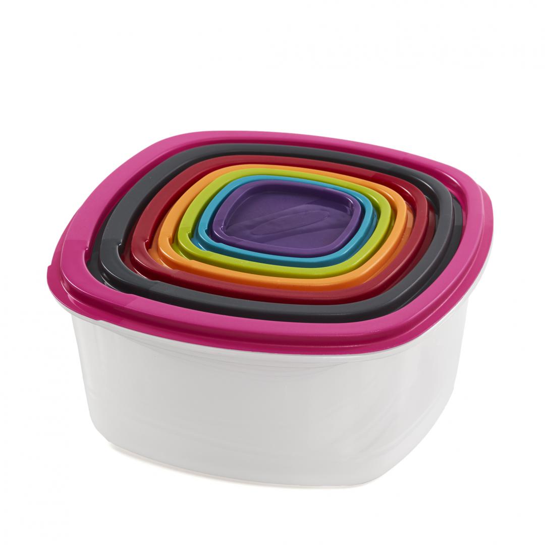 Set 7 Caserole Patrate cu Capace,plastic (set 7 Caserole Patrate cu Capace)