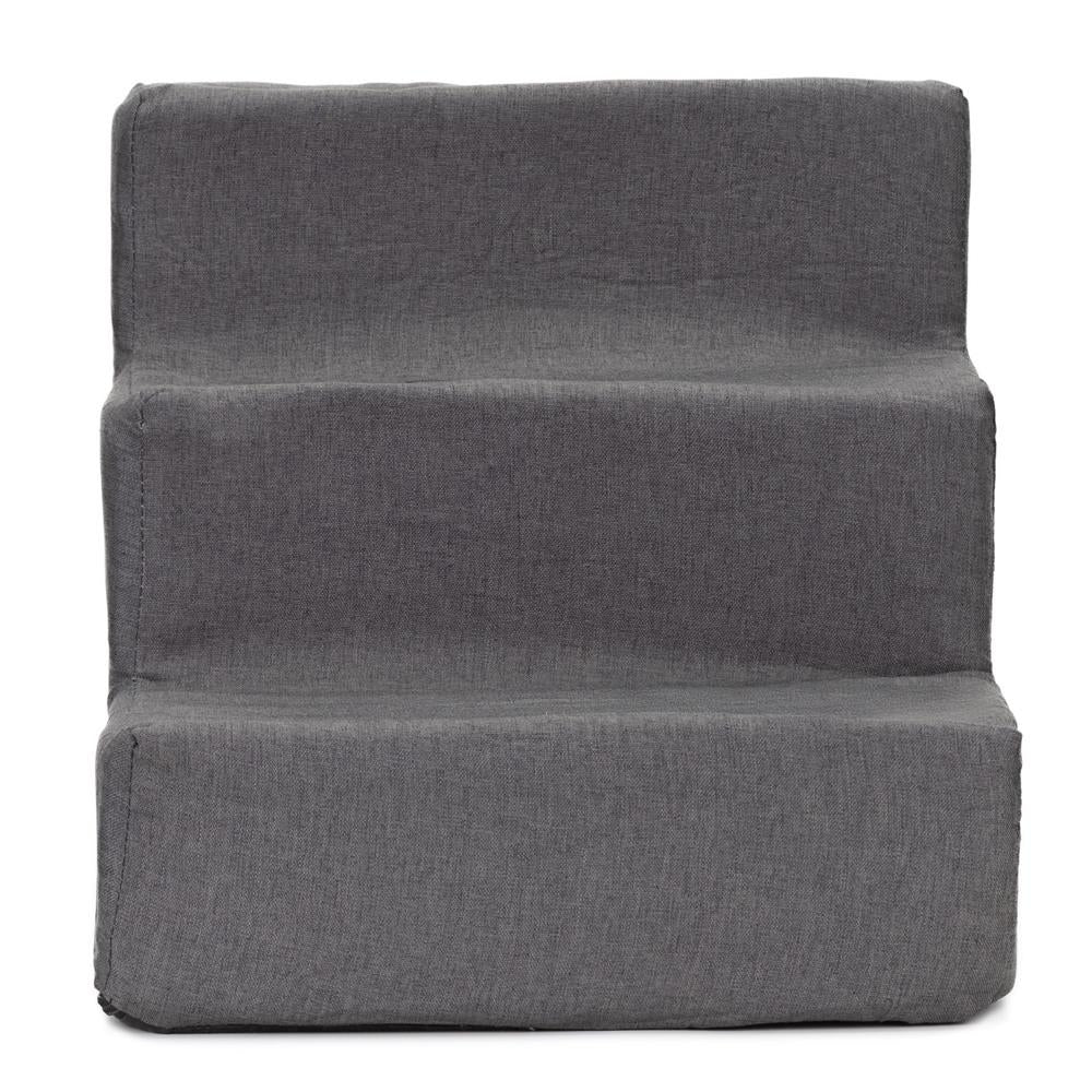 Scara pentru animale de companie, caini sau pisici, 3 trepte, antiderapanta, husa detasabila, inaltime 30 cm, gri inchis