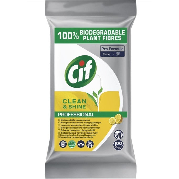 Pachet CIF Professional Clean&Shine – Servetele Umede de Curatare Multifunctionale Biodegradabile, 4×100 buc