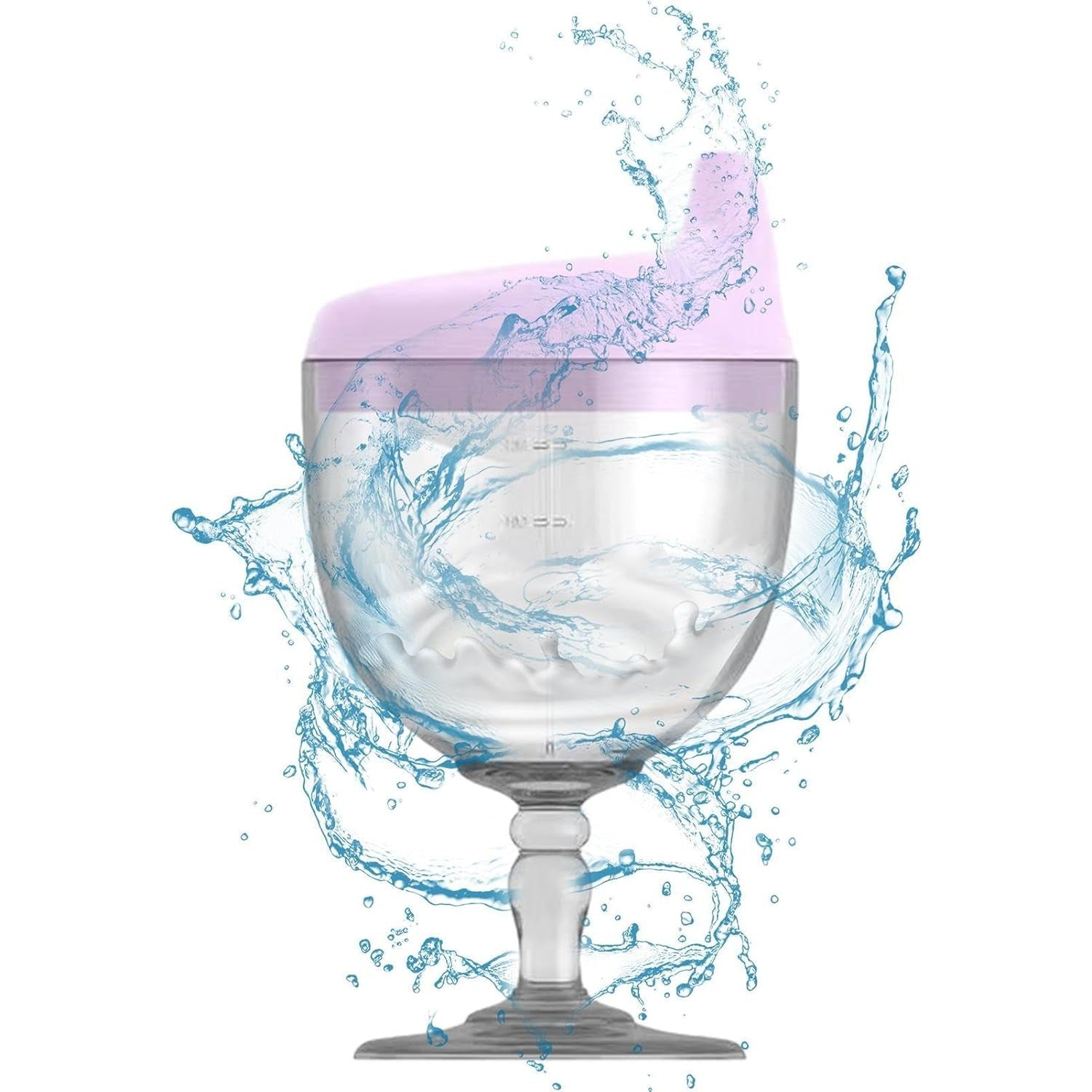 Pahar din Plastic Transparent cu Picior, pentru Copii, 14 x 7.7 cm, cu Cioc Antiscurgere, + 3 Ani, Fara Maner, Mov