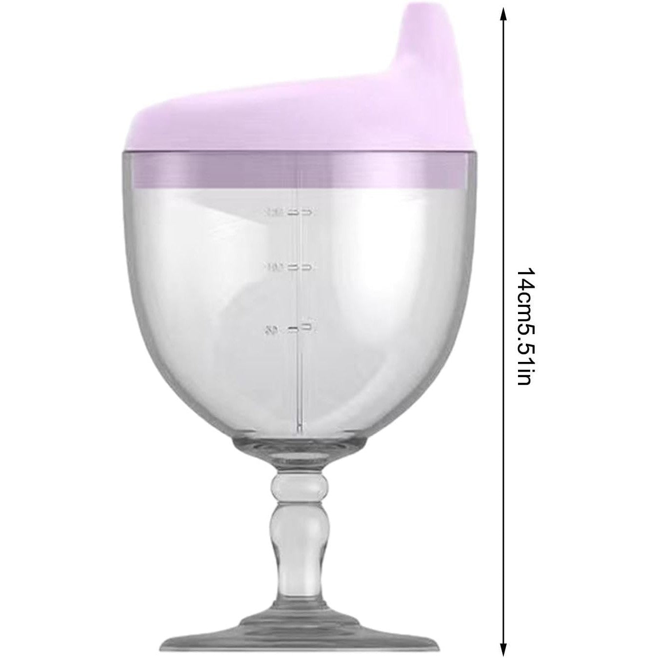 Pahar din Plastic Transparent cu Picior, pentru Copii, 14 x 7.7 cm, cu Cioc Antiscurgere, + 3 Ani, Fara Maner, Mov