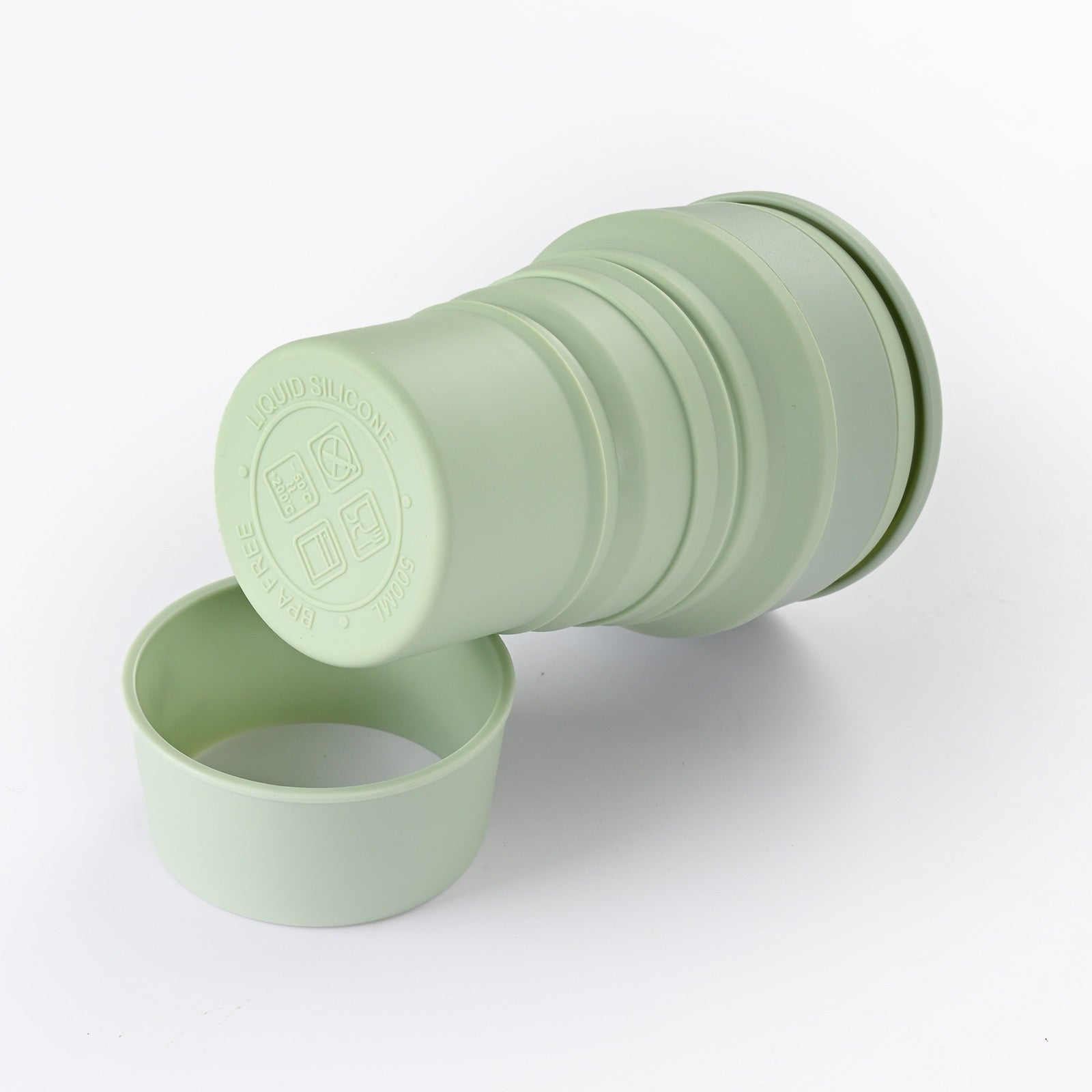 Pahar pliabil din silicon Flippy, pentru calatorii, camping, 350 ml,  8.2x6.3x9.1 cm, verde