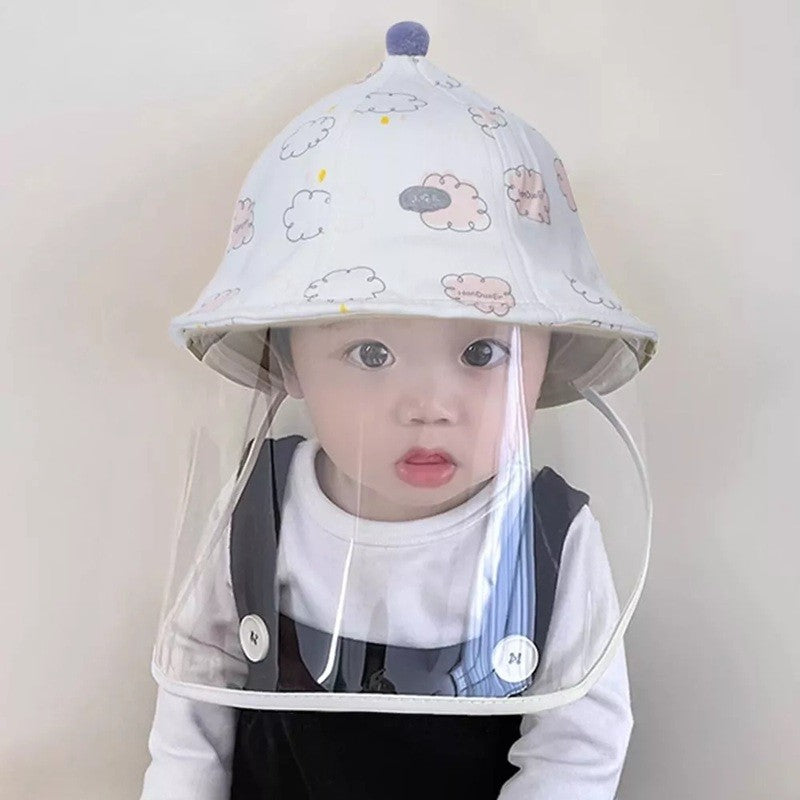 Palarie de Protectie pentru Bebelusi, Flippy, Model cu Norisori Roz, Pescareasca, de Primavara si Toamna, cu Masca si Fermoar, 42 cm, pentru 0-3 Luni, Roz