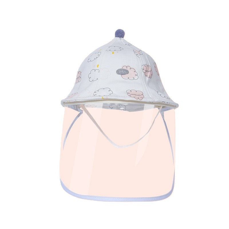 Palarie de Protectie pentru Bebelusi, Flippy, Model cu Norisori Roz, Pescareasca, de Primavara si Toamna, cu Masca si Fermoar, 42 cm, pentru 0-3 Luni, Roz