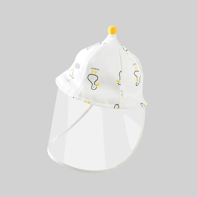 Palarie de Protectie pentru Bebelusi, Flippy, Model Ratuste, Pescareasca, de Primavara si Toamna, cu Masca si Fermoar, 42 cm, pentru 0-3 Luni, Alb