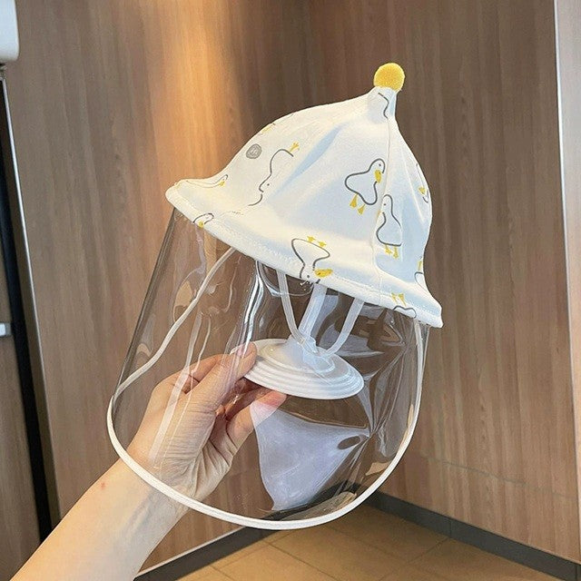 Palarie de Protectie pentru Bebelusi, Flippy, Model Ratuste, Pescareasca, de Primavara si Toamna, cu Masca si Fermoar, 42 cm, pentru 0-3 Luni, Alb