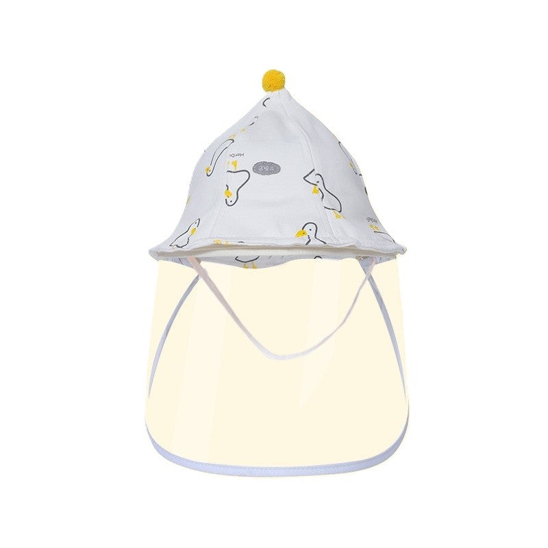 Palarie de Protectie pentru Bebelusi, Flippy, Model Ratuste, Pescareasca, de Primavara si Toamna, cu Masca si Fermoar, 42 cm, pentru 0-3 Luni, Alb