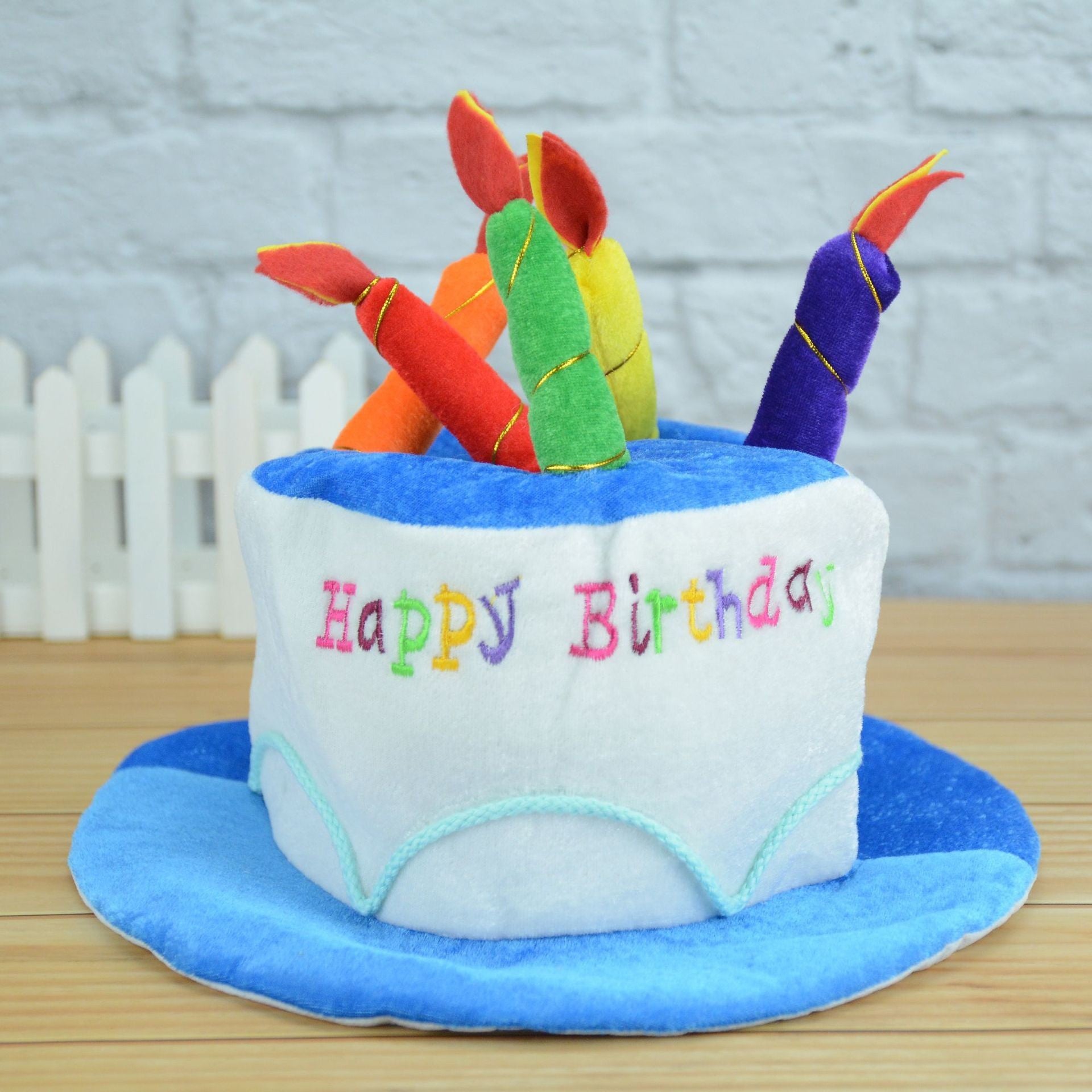 Palarie Happy Birthday, Accesoriu pentru Petrecere, Model Tort, Tematica Aniversare, 60x60x55 cm, Albastru