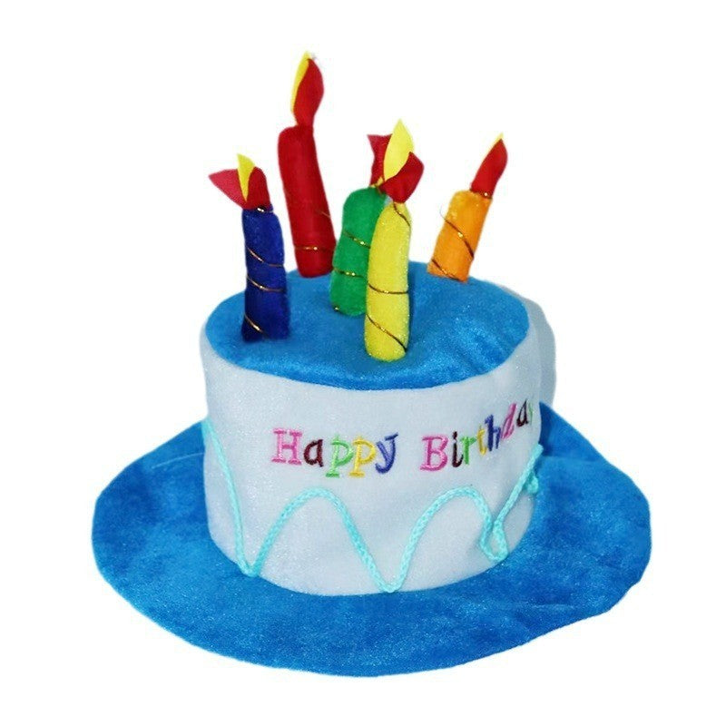 Palarie Happy Birthday, Accesoriu pentru Petrecere, Model Tort, Tematica Aniversare, 60x60x55 cm, Albastru