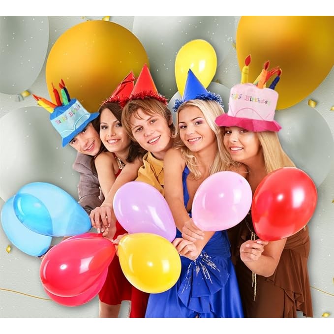 Palarie Happy Birthday, Accesoriu pentru Petrecere, Model Tort, Tematica Aniversare, 60x60x55 cm, Albastru