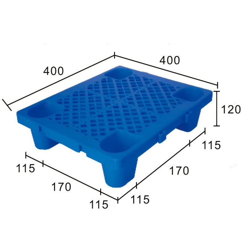 Palet de Transport, Flippy, 40 x 40 x 12 cm, din Plastic durabil, Palet pentru Stivuitor in Depozit, Rezistent la Umiditate, Grila Ingrosata, 4 Picioare, Albastru