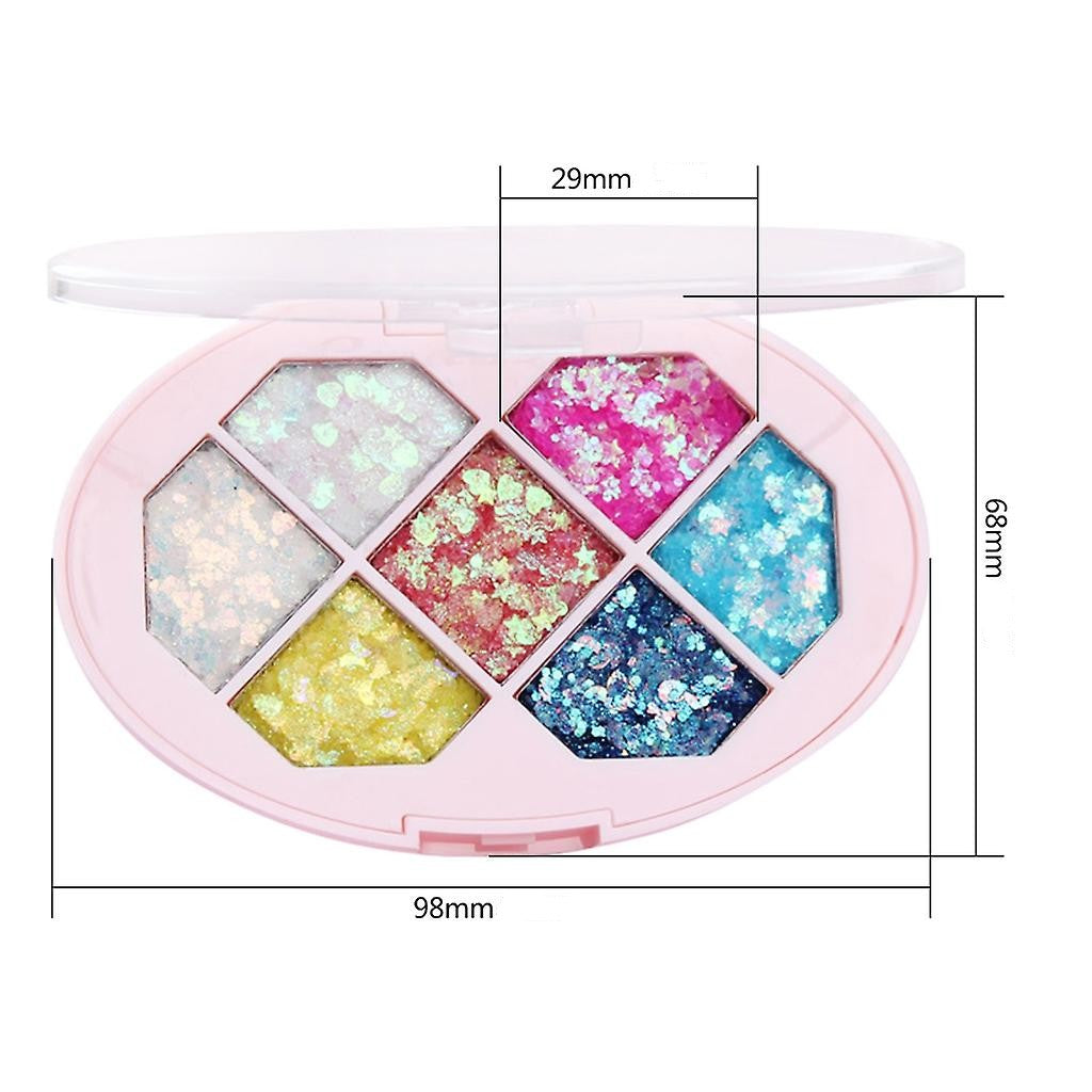 Paleta cu Glitter, Varianta 1, 7 Nuante, Pentru Corp si Par, 50 g, Rezistent la Apa, 9.8 x 6.8 cm, Multicolor