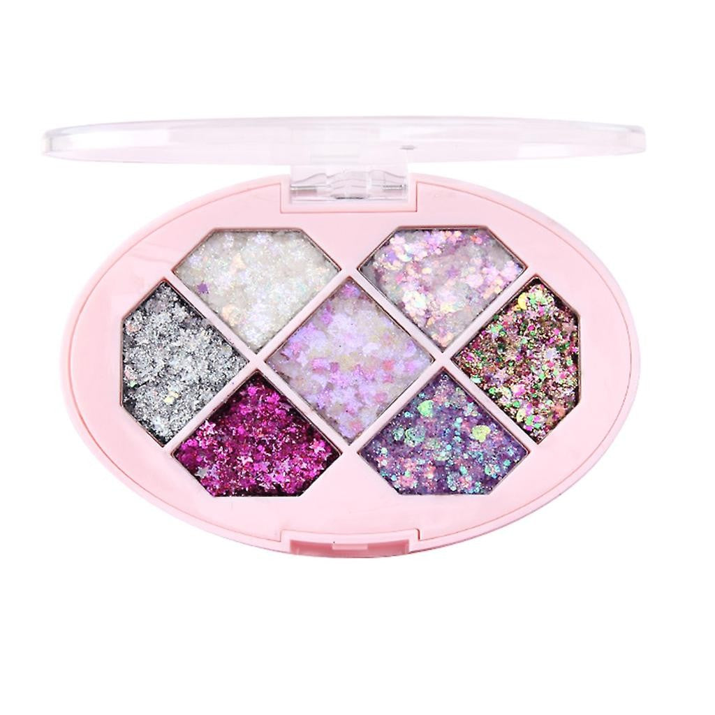 Paleta cu Glitter, Varianta 2, 7 Nuante, Pentru Corp si Par, 50 g, Rezistent la Apa, 9.8 x 6.8 cm, Multicolor