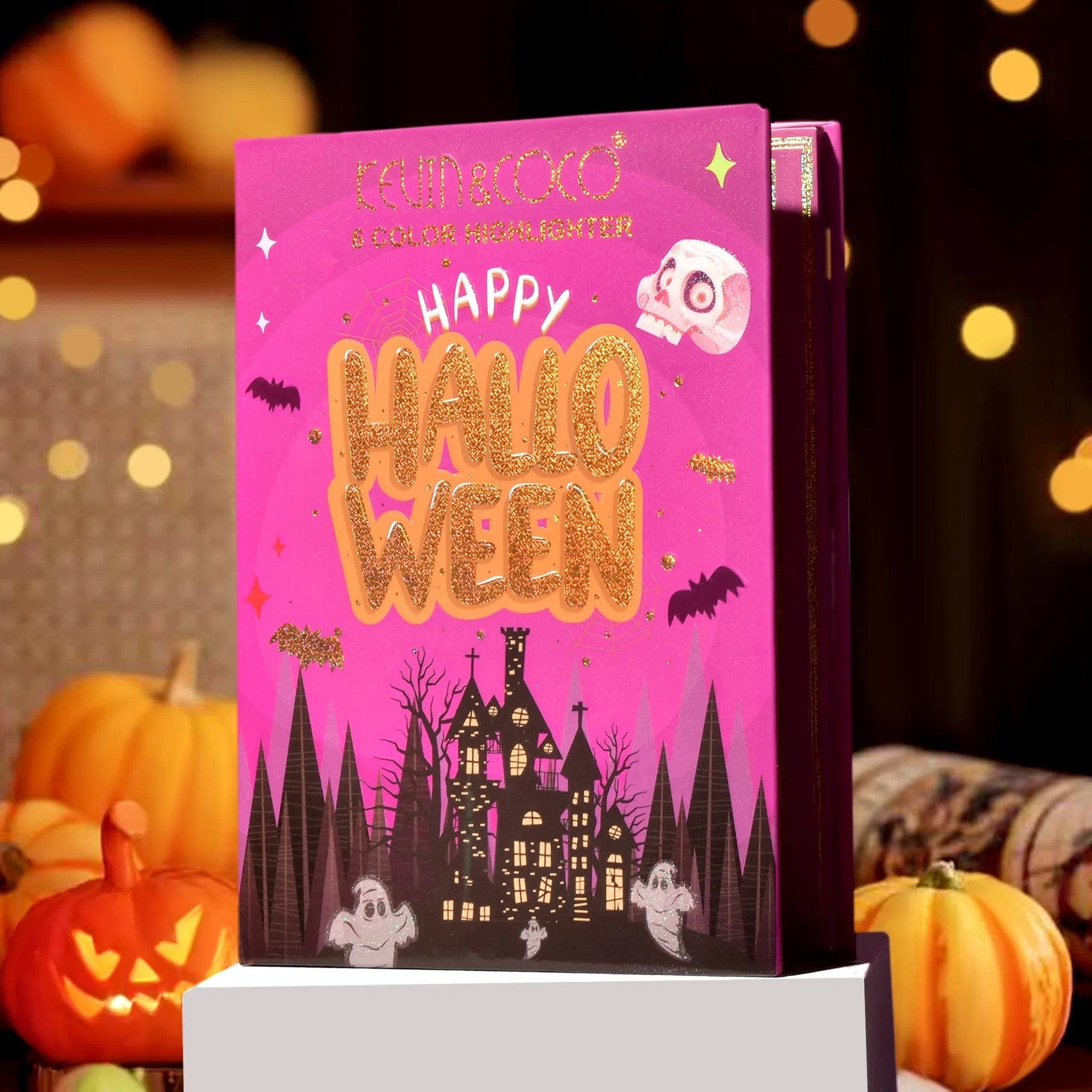Paleta Iluminatoare, 6 Nuante, Halloween, Culori Calde, Dreptunghiulara, 160g, Valabilitate 24 Luni, 17.4x11.5x1.3 cm, Varianta A, Nude-Rose