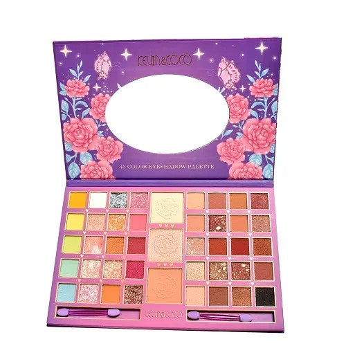 Paleta Farduri Kevin&Coco Varianta 1, 43 Culori, Farduri Mate si Sidefate, Pudra si Iluminator, 2 Aplicatoare Incluse, Dreptunghiulara, 400 g, 27.3 x 17.8 x 1.3 cm, Valabilitate 3 Ani, Multicolor