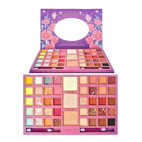 Paleta Farduri Kevin&Coco Varianta 1, 43 Culori, Farduri Mate si Sidefate, Pudra si Iluminator, 2 Aplicatoare Incluse, Dreptunghiulara, 400 g, 27.3 x 17.8 x 1.3 cm, Valabilitate 3 Ani, Multicolor
