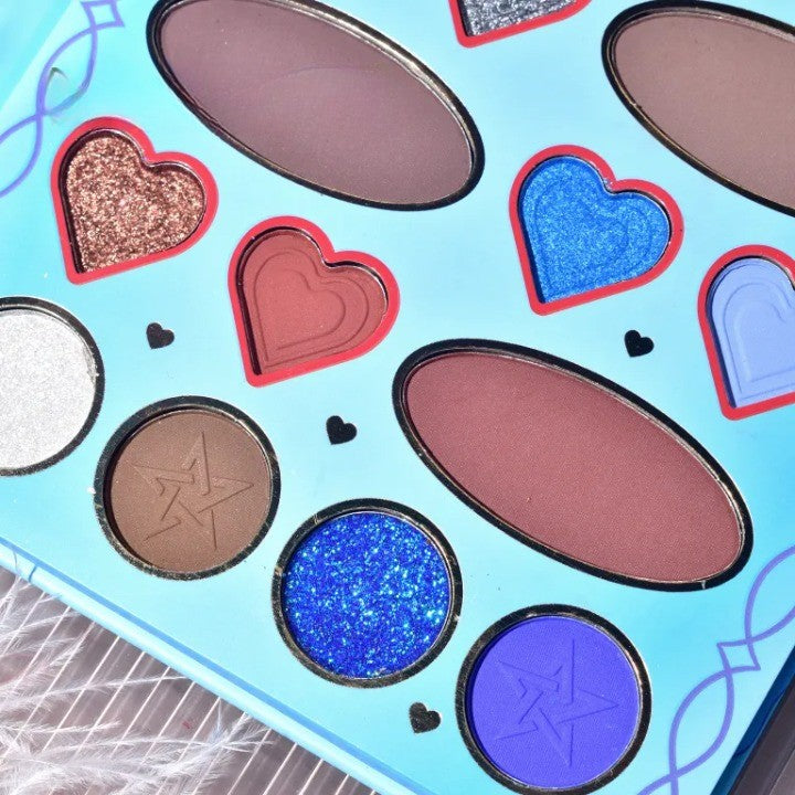Paleta de Machiaj, KEVIN&amp;COCO, 20 Culori Blue Girl, Fard de Pleoape si Blush, Albastru