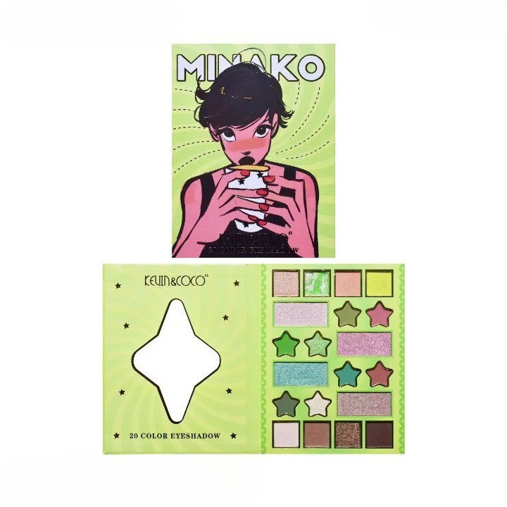 Paleta de Machiaj, KEVIN&amp;COCO, 20 Culori Green Girl, Fard de Pleoape si Blush, Verde