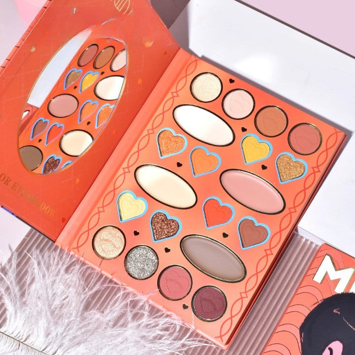 Paleta de Machiaj, KEVIN&amp;COCO, 20 Culori Orange Girl, Fard de Pleoape si Blush, Portocaliu