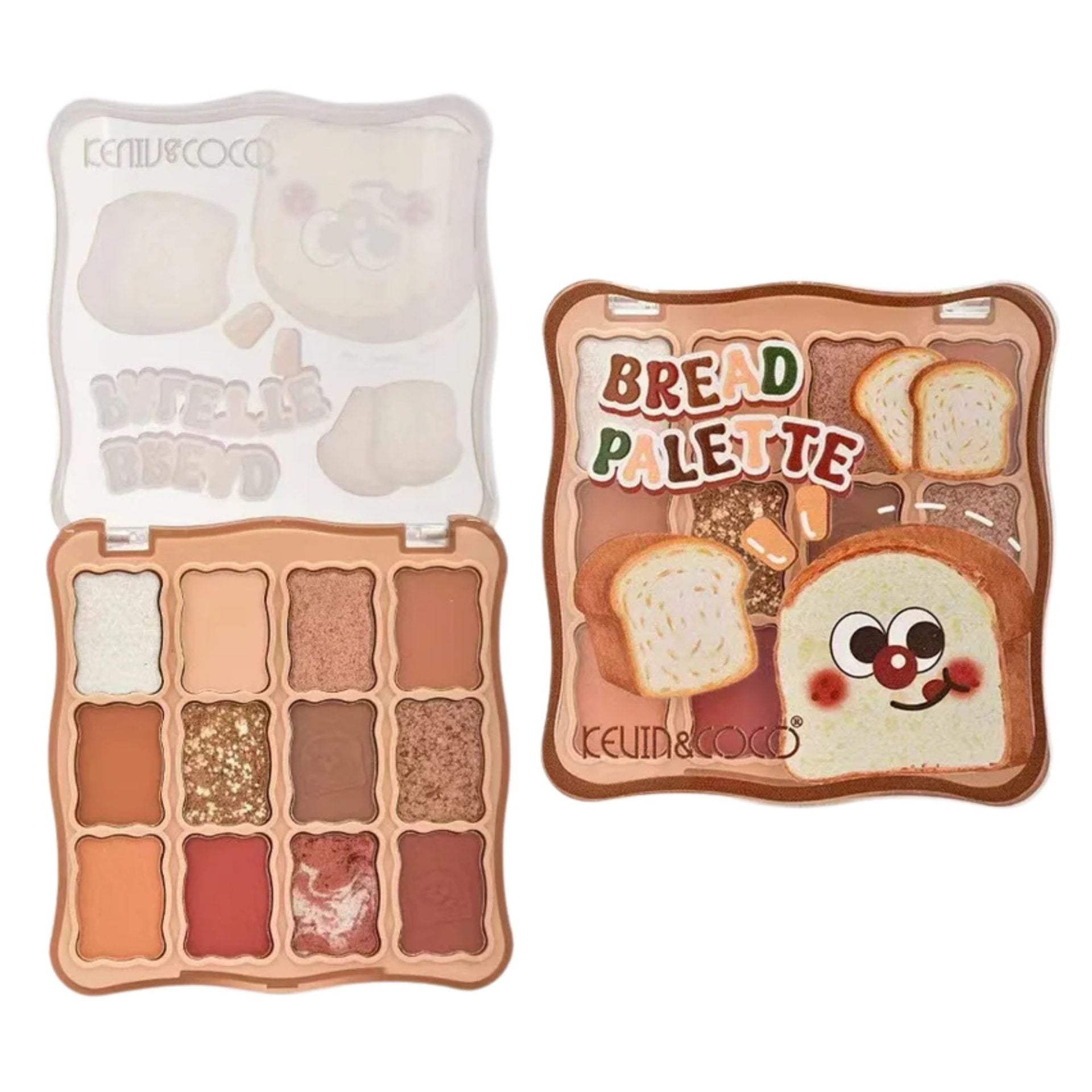 Paleta Farduri de Ochi, Kevin&Coco, Fard de Pleoape, 12 Nuante, Finisaj Mat, Shimmer, Textura Catifelata, Pigmentare Intensa, Toate Tipurile de Ten, 82.7 g, 9.3 x 1.7 x 9.4 cm, Warm Bronze