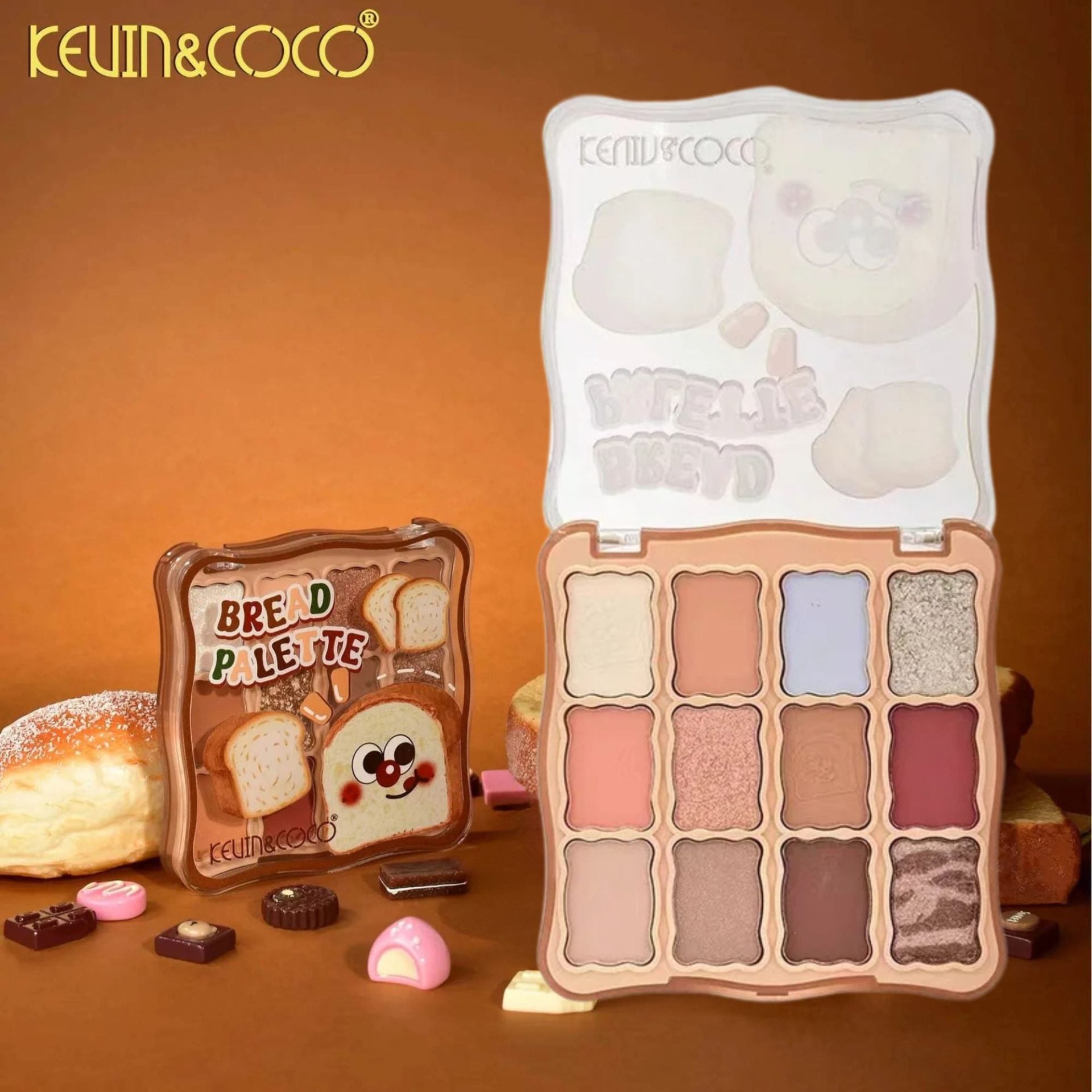 Paleta Farduri de Ochi, Kevin&Coco, Fard de Pleoape, 12 Nuante, Finisaj Mat, Shimmer, Textura Catifelata, Pigmentare Intensa, pentru Toate Tipurile de Ten, 82.7 g, 9.3 x 1.7 x 9.4 cm, Soft Nude