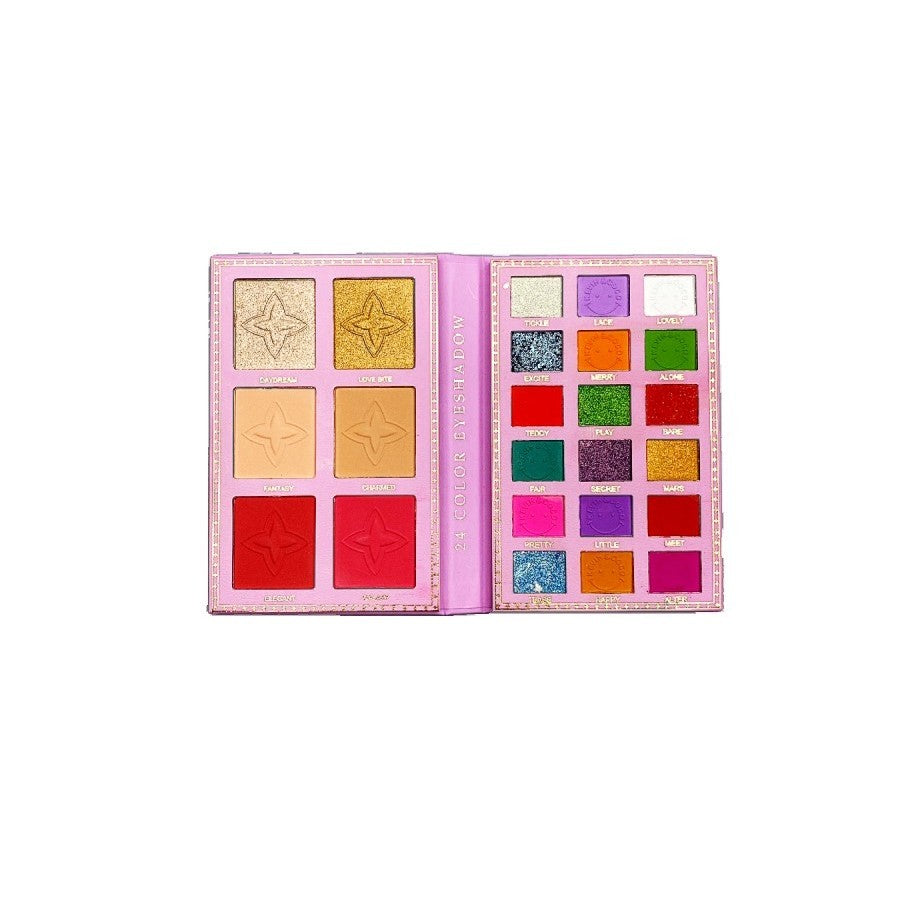 Paleta Farduri Kevin&Coco, Tip Carte, 24 Culori, Iluminator si Blush Inclus, Dreptunghiulara, 210 g, 16.2 x 10.8 x 2.2 cm, Valabilitate 3 Ani, Multicolor