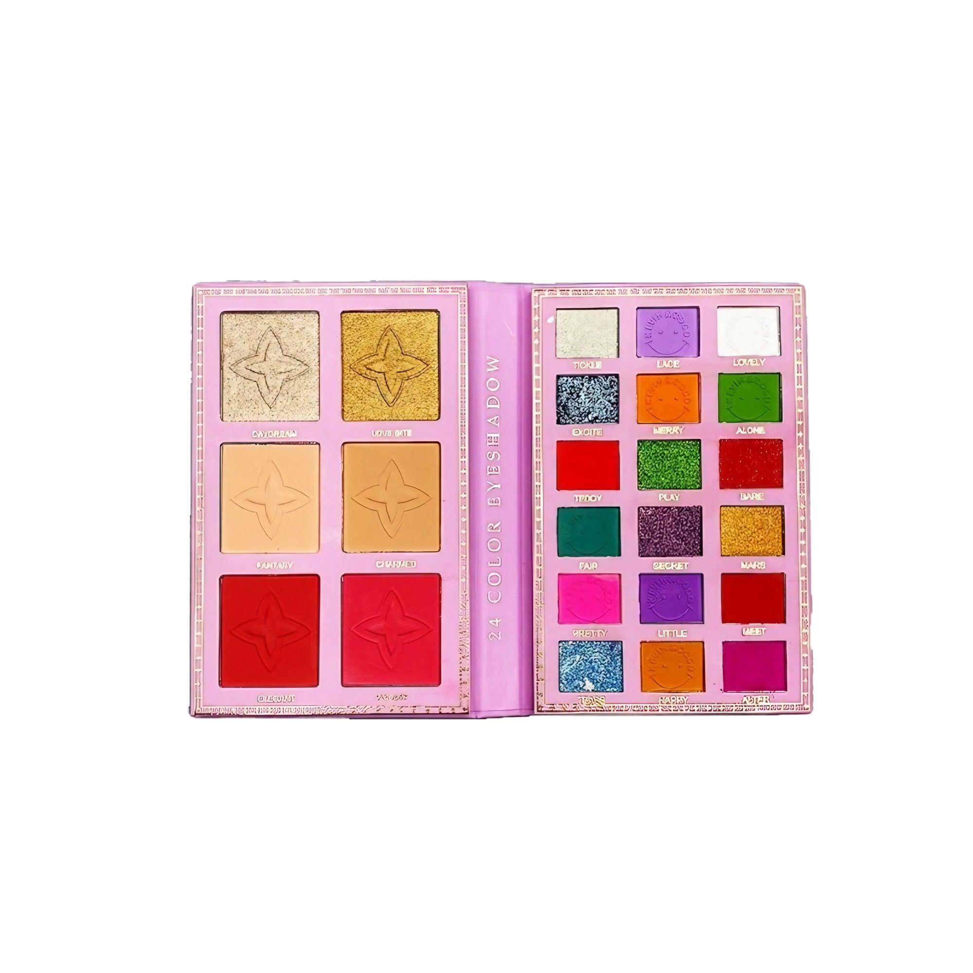 Paleta Farduri Kevin&Coco, Tip Carte, 24 Culori, Iluminator si Blush Inclus, Dreptunghiulara, 210 g, 16.2 x 10.8 x 2.2 cm, Valabilitate 3 Ani, Multicolor