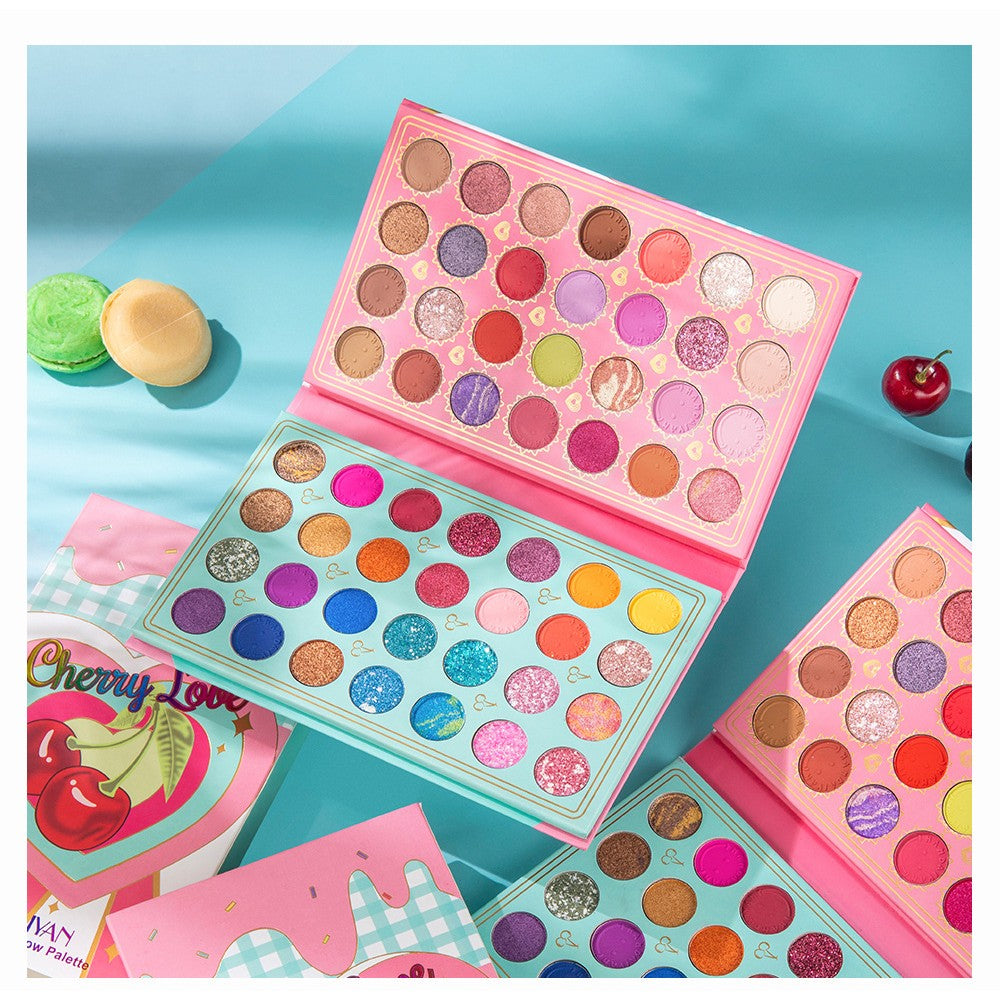 Trusa de machiaj, paleta de farduri Handayan Cherry love cu 56 de culori pigmentate