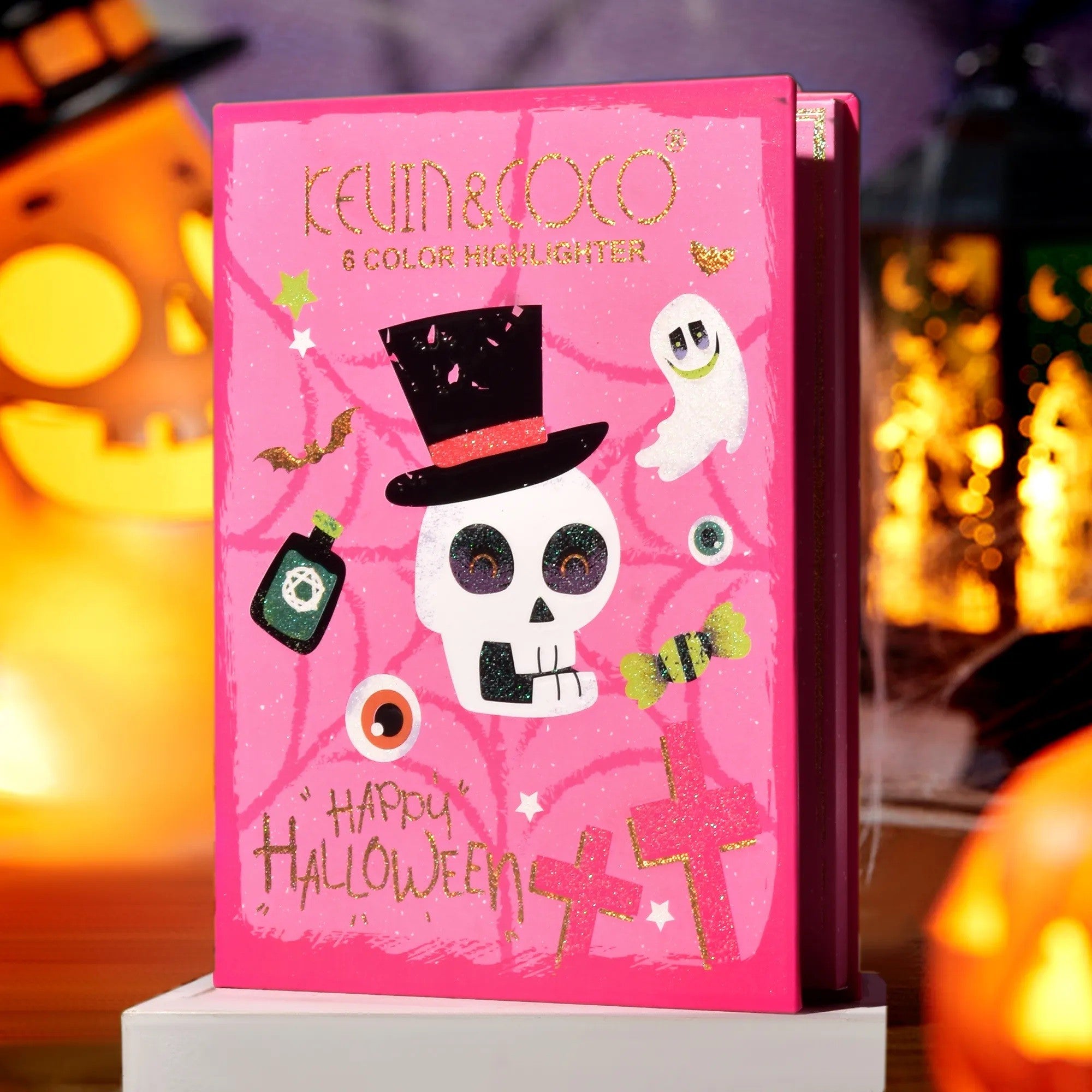 Paleta Iluminatoare, 6 Nuante, Halloween, Culori Calde, Dreptunghiulara, 160g, Valabilitate 24 Luni, 17.4x11.5x1.3 cm, Varianta B, Nude-Rose