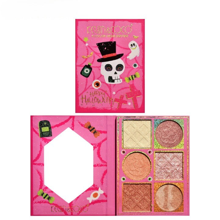Paleta Iluminatoare, 6 Nuante, Halloween, Culori Calde, Dreptunghiulara, 160g, Valabilitate 24 Luni, 17.4x11.5x1.3 cm, Varianta B, Nude-Rose