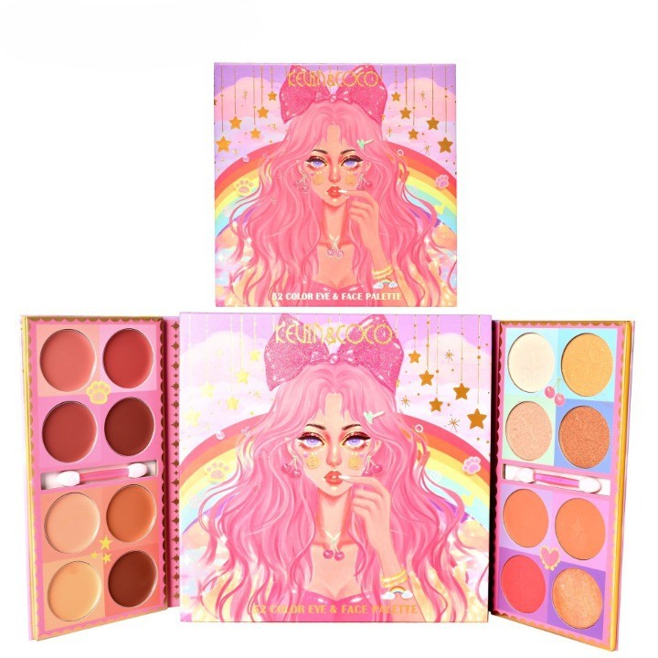 Trusa de machiaj, paleta de farduri Kevin&Coco cu 52 de culori pigmentate si nude