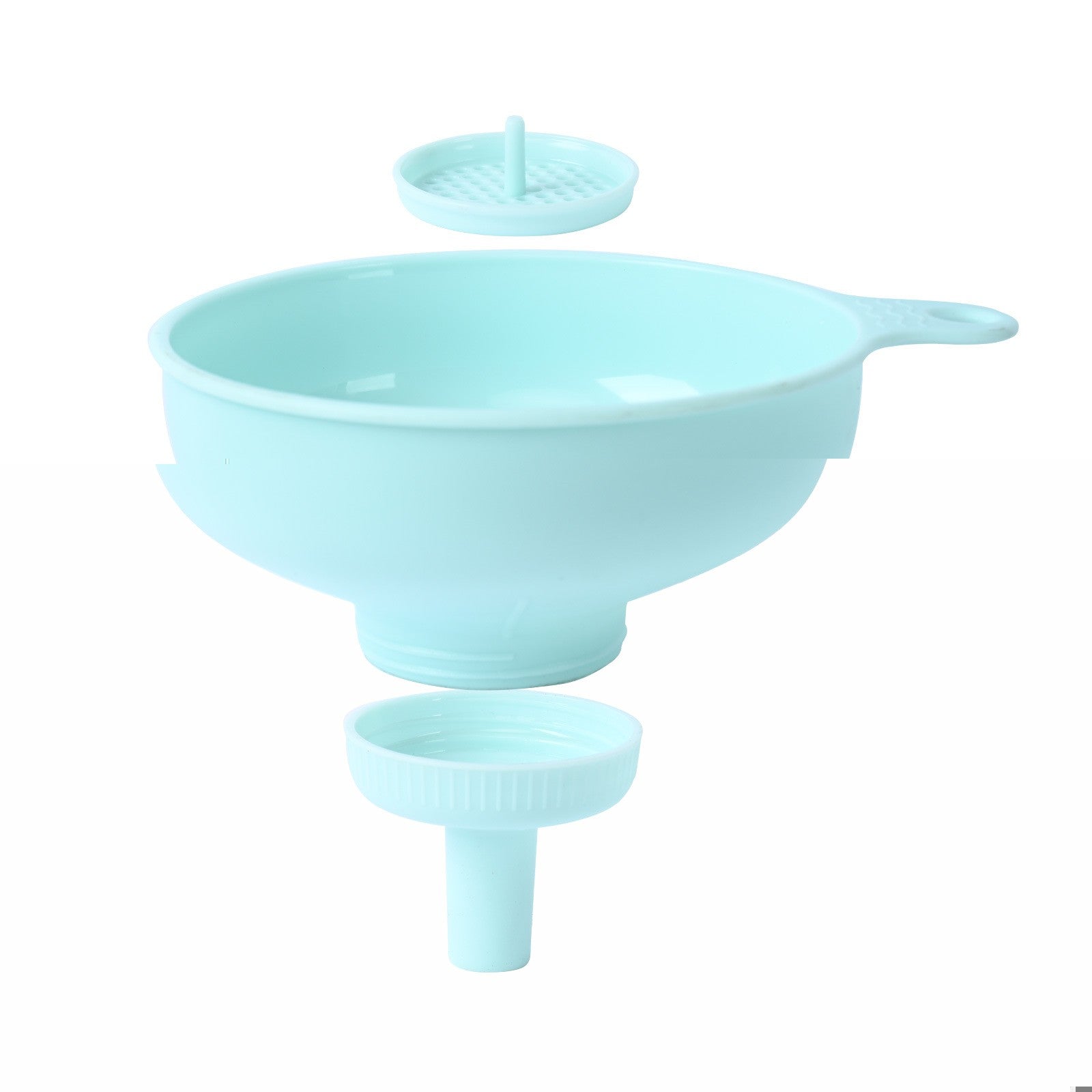 Palnie din plastic 3 in 1 doua dimensiuni de scurgere, cu filet si filtru, diametru scurgere 5.4 cm, 11.5 x 16.7 cm, albastru