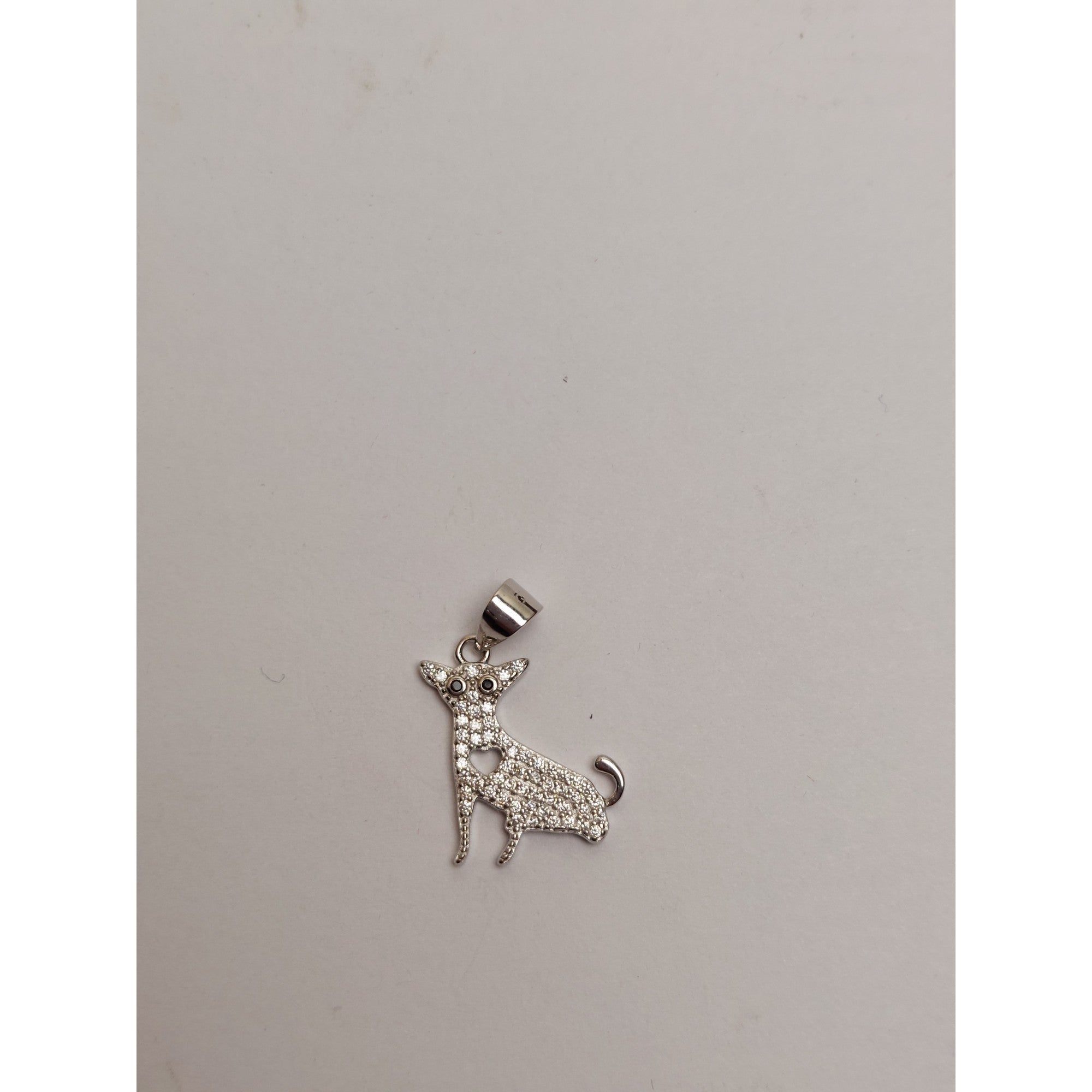 Pandantiv, Argint 925, Model Catel cu Inima, 1.5 G, 1.8 x 1.7 Cm