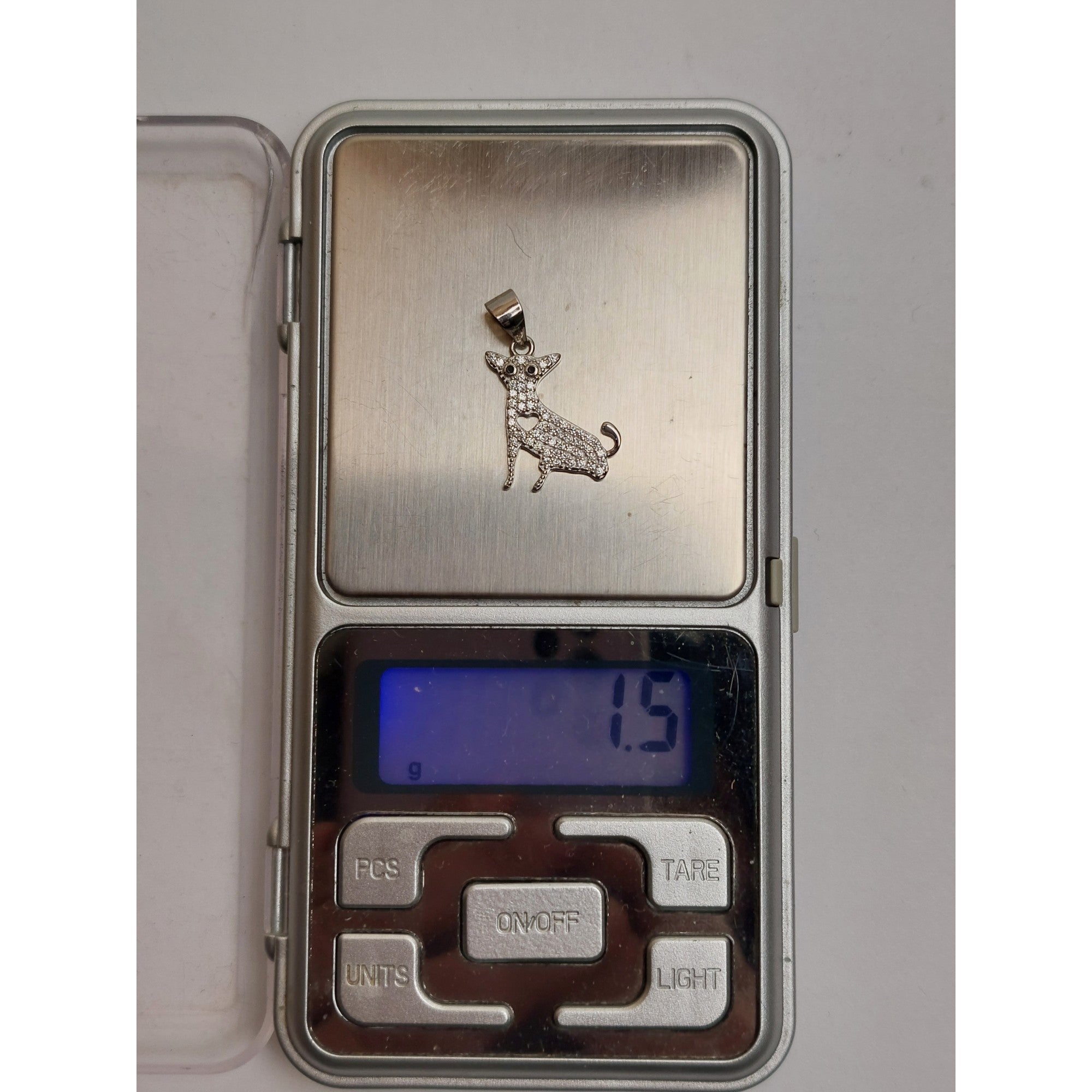 Pandantiv, Argint 925, Model Catel cu Inima, 1.5 G, 1.8 x 1.7 Cm