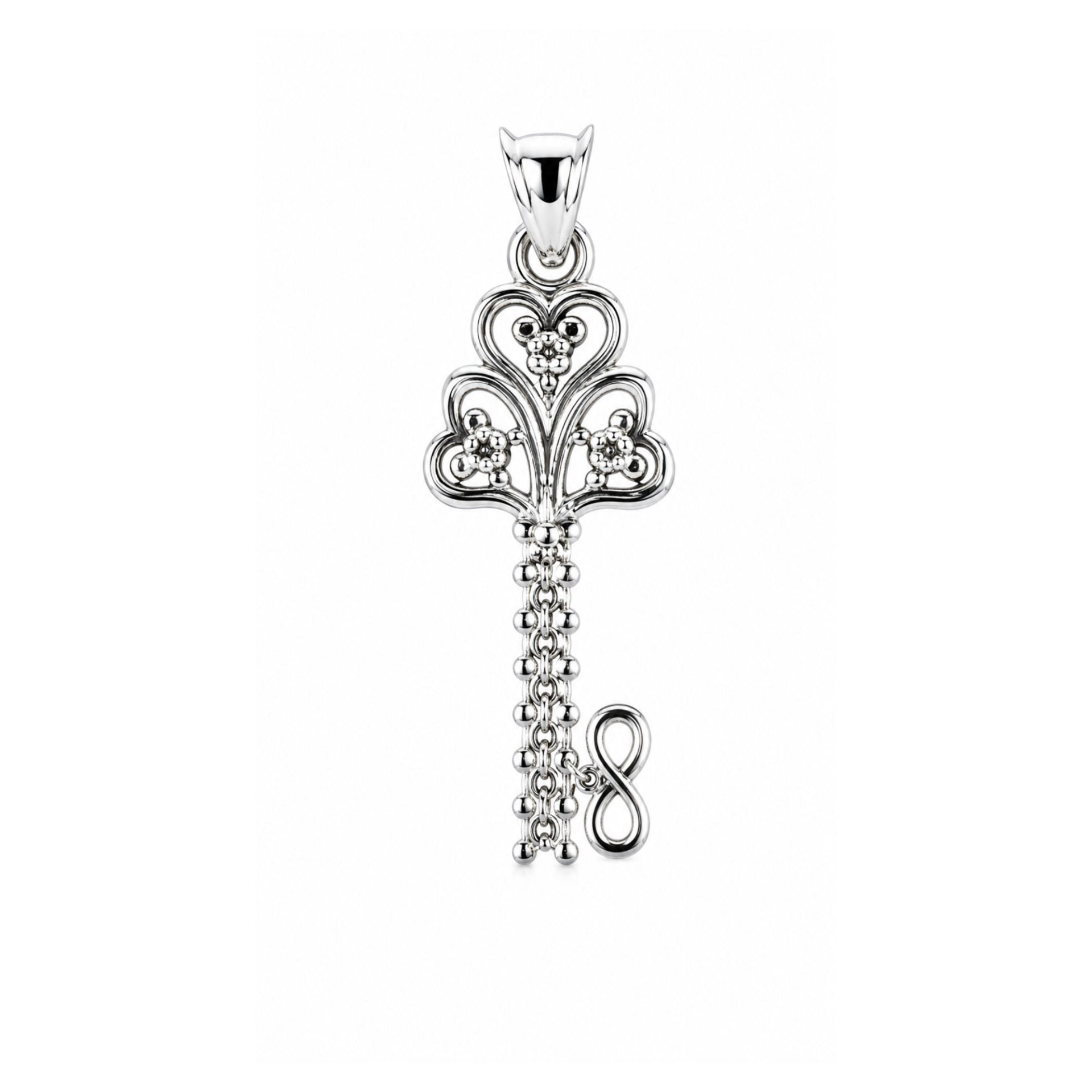 Pandantiv Cheie cu pietre, Argint 925, 2.7 cm x 1 cm, rodiata