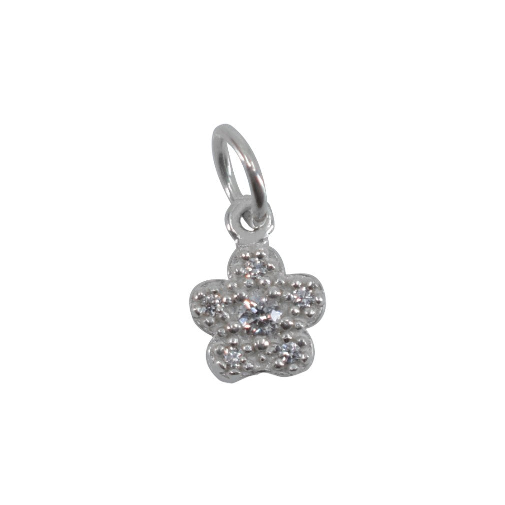Pandantiv din Argint 925, Model Floare Cu Pietre, 0.9 g, 1 x 1 cm, Alb